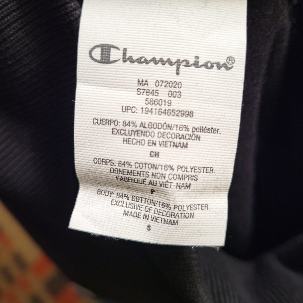 Champion Life Reverse Weave Mockneck Crew, Chenille Vintage Logo Black Applique - Picture 9 of 12